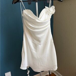 Meshki White Dress with Floral Detail